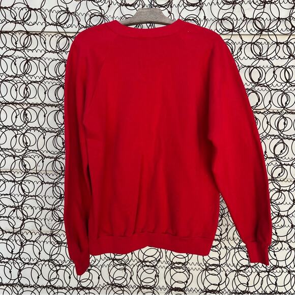 Vintage Red Ugly Christmas Art Deco Christmas tree sweatshirt Jerzees size Large - Picture 3 of 6